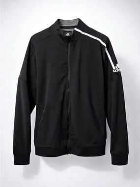 adidas Black Track Jacket with White Shoulder Stripe